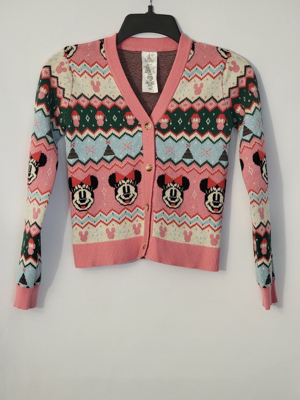 Disney Minnie Mouse V-Neck Cardigan Sweater Size 9-10